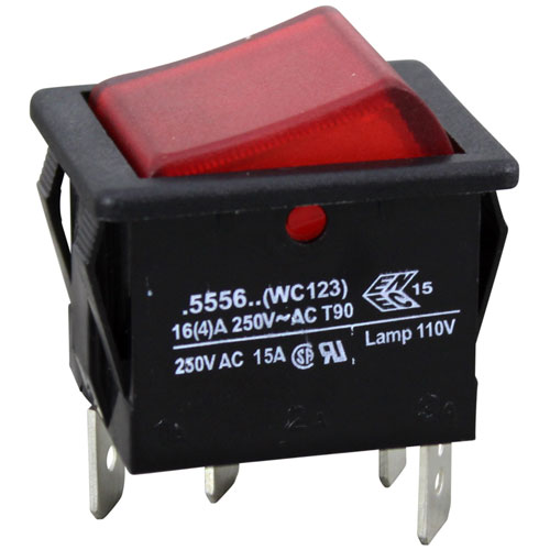 (image for) Wilbur Curtis WC-123 SWITCH, ROCKER (RED) 120V NEON